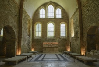 Altar in the nave of the Cistercian Abbey of Fontenay, Unesco World Heritage Site, Cote dOr,