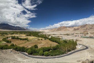 View of Indus valley from Thiksey gompa. Ladakh, India, Asia