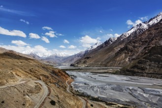 Travel Himalayas background, Spiti Valley in Himalayas. Himachal Pradesh, India, Asia