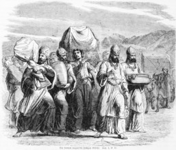 The Levites carry the sacred vessels, offerings, wine, God, Moses, flesh, bull, Aaron, Kohath,