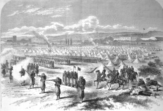 In the Saint-Maur camp, the Zouaves, members of historical infantry units from Algiers, practise