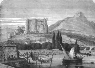 The Fort of La Spezia in Liguria in 1869, Italy, Historic, digitally restored reproduction of an