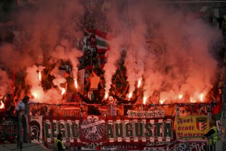 Bengalos in the FC Augsburg FCA fan block, Mercedes-Benz Arena, Stuttgart, Baden-Württemberg,