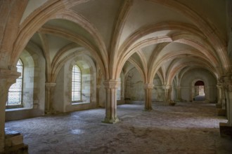 Ceiling arches, Fontenay Cistercian Abbey, Unesco World Heritage Site, Cote d'Or, Burgundy, France,