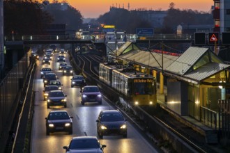 Motorway A40, Ruhrschnellweg, in Essen, route through the city centre, is affected by a possible