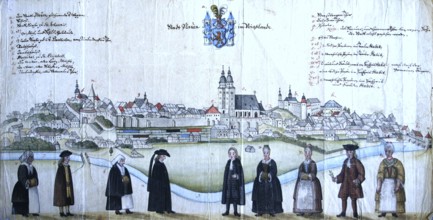 The traditional traditional costume in Plauen in the 18th century, Saxony, Germany, Historical,