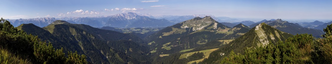 Panoramic view, mountain landscape, view from the summit of Gruberhorn to Regenspitz and