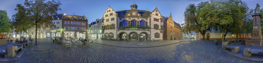 Town Hall Square, Rathausplatz Freiburg Evening Mood Panorama Germany