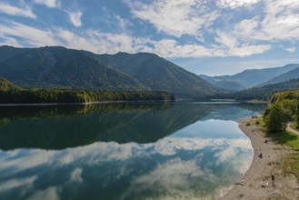 Intake structure at the Sylvenstein reservoir is used for flood protection, dams the Isar, power