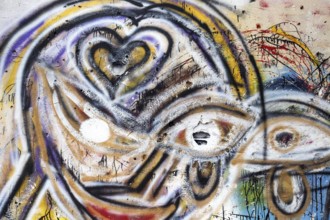 Wall painting, graffiti, Patio Dom Fradique, Alfama neighbourhood, Lisbon, Portugal, Europe