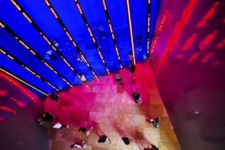 Guggenheim Museum, architect Frank Gehry, interior view, artist Jenny Holzer, Bilbao, Basque
