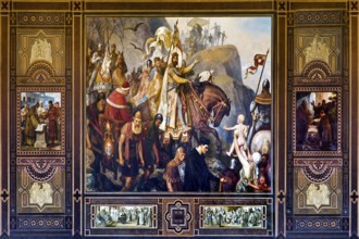 Central painting Return of Henry III from Italy in 1047 by Hermann Wislicenus, mural, Kaisersaal