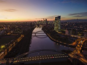 The lights in the offices of the European Central Bank (ECB) and in the skyscrapers of Frankfurt's
