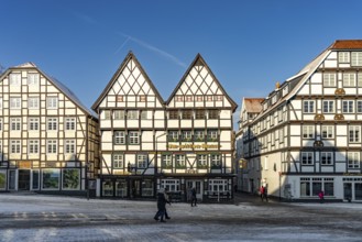 Half-timbered houses on the market square in Soest, North Rhine-Westphalia, Germany, Europe