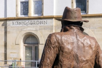 Georg Elser memorial at Königsbronn railway station. The statue by Friedrich Frankowitsch shows the