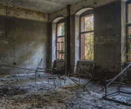 Interior view, former Alpine house on the historic site of the tuberculosis sanatorium in Beelitz,
