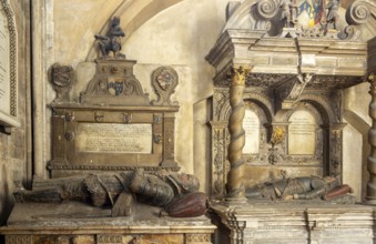 Sir Henry Newton d 1599, Sir John Newton d 1661 tomb monuments, Bristol cathedral church, Bristol,