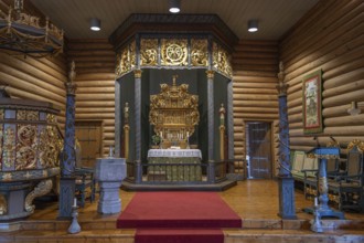 Chancel, wooden church, Kvam, Upper Gudbrandsdalen, Norway, Europe