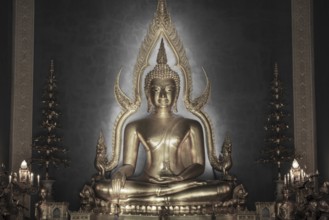 Phra Buddha Chinnarat, Buddha statue with Bhumispara-mudra, Buddha Gautama at the moment of