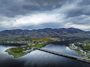 Loch Long Bridge or Dornie New Bridge from a drone, Loch Long River, Highlands, Scotland, England,