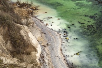The famous chalk cliffs on the Baltic Sea coast in Jasmund National Park, Ruegen Island,