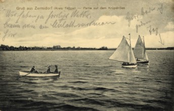 Historical postcard, picture postcard, Zernsdorf, district Teltow, Krüpel-See, Brandenburg,