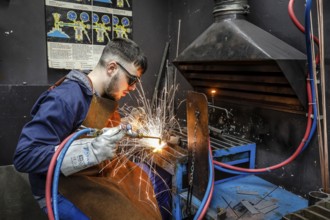Remscheid, North Rhine-Westphalia, Germany - Trainees in metal professions here welding, Vocational