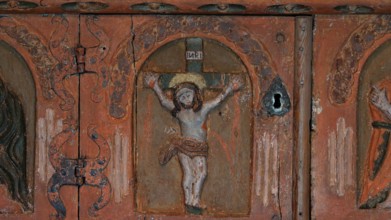 Christ on the cross, crucified Christ, crucified, wooden relief, Kongsvoll or Kongsvold Fjeldstue,