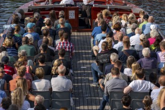 Harbour cruise in an open canal cruise boat, Copenhagen, Denmark, Europe