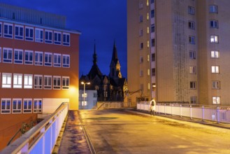Skyline of the centre of the Essen-Steele district, Kaiser-Otto-Residenz senior citizens' housing