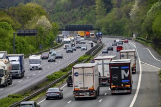 Motorway A1 near Wetter, at the Volmarstein junction, view to the northeast, North
