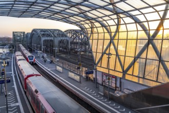 Elbbrücken S-Bahn station, the S3 and S5 S-Bahn trains run here, Commuter, Hamburg Germany