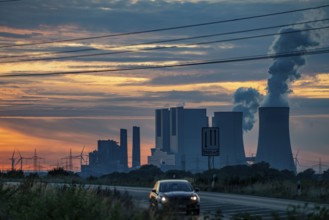 The RWE lignite-fired power plant Neurath, near Grevenbroich, Germany, largest German coal-fired