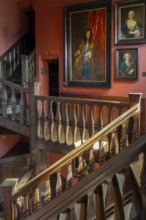 Painted portraits in the Egmond Staircase at Kasteel van Gaasbeek, medieval castle but renovated in