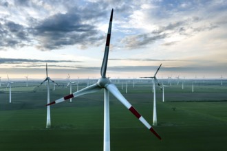 Aerial view of wind farm, Nauen, 04/12/2020