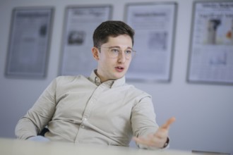 Philipp Türmer, SPD, Federal Chairman of the Jusos, recorded during an interview. Berlin, 24.01
