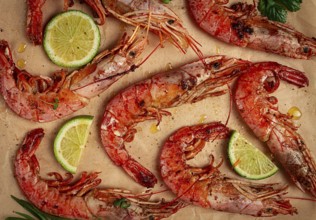 Fried Langoustines, Australian, lime and herbs, spices, homemade, no people