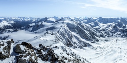 Aerial view, snowy mountain landscape, Ortler group, Trento, Italy, Europe