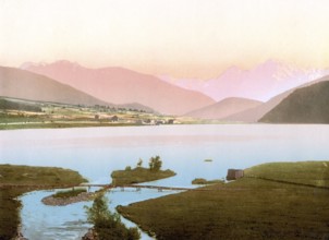 Heidersee, Tyrol, former Austro-Hungary, now South tyrol, Italy, c. 1890, Historic, digitally