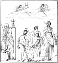 The Sacrifice of Iphigenia, after a wall painting from Pompeii, Italy, illustration from 1890,