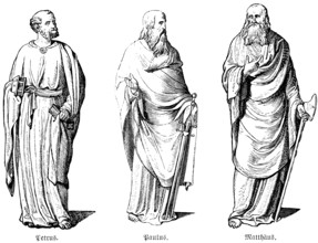 Portraits of the apostles Peter, Paul, Matthew, Bible, New Testament, Gospel of Luke, historical