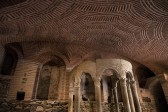 Interior view of the crypt ceiling, remains of the Roman baths, Hagios Demetrios church, also known