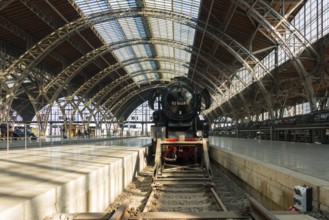 Old locomotive, Leipzig Central Station, Saxony, Germany, Europe