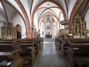 Nave of St Michael's Church with St Mary's Altar and St Nicholas Altar, Bernkastel, Moselle,