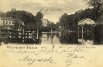 Historical postcard, picture postcard, Woltersdorfer Schleuse, Brandenburg, Germany, digitally