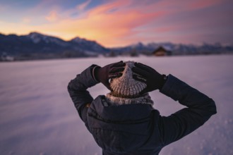 Winter landscape in the Allgäu near Halblech at sunrise