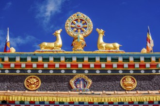 Buddhist Wheel of the Law, Kaza Monastery. Kaza, Himachal Pradesh, India, Asia