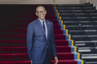 Paul Kagame, President of Rwanda, pictured during a joint meeting with Annalena Bärbock (not