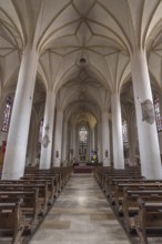 Interior of the town parish church of St. Jakob, Schrobenhausen, Upper Bavaria, Germany, Europe