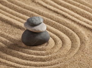 Japanese Zen stone garden, relaxation, meditation, simplicity and balance concept, pebbles and